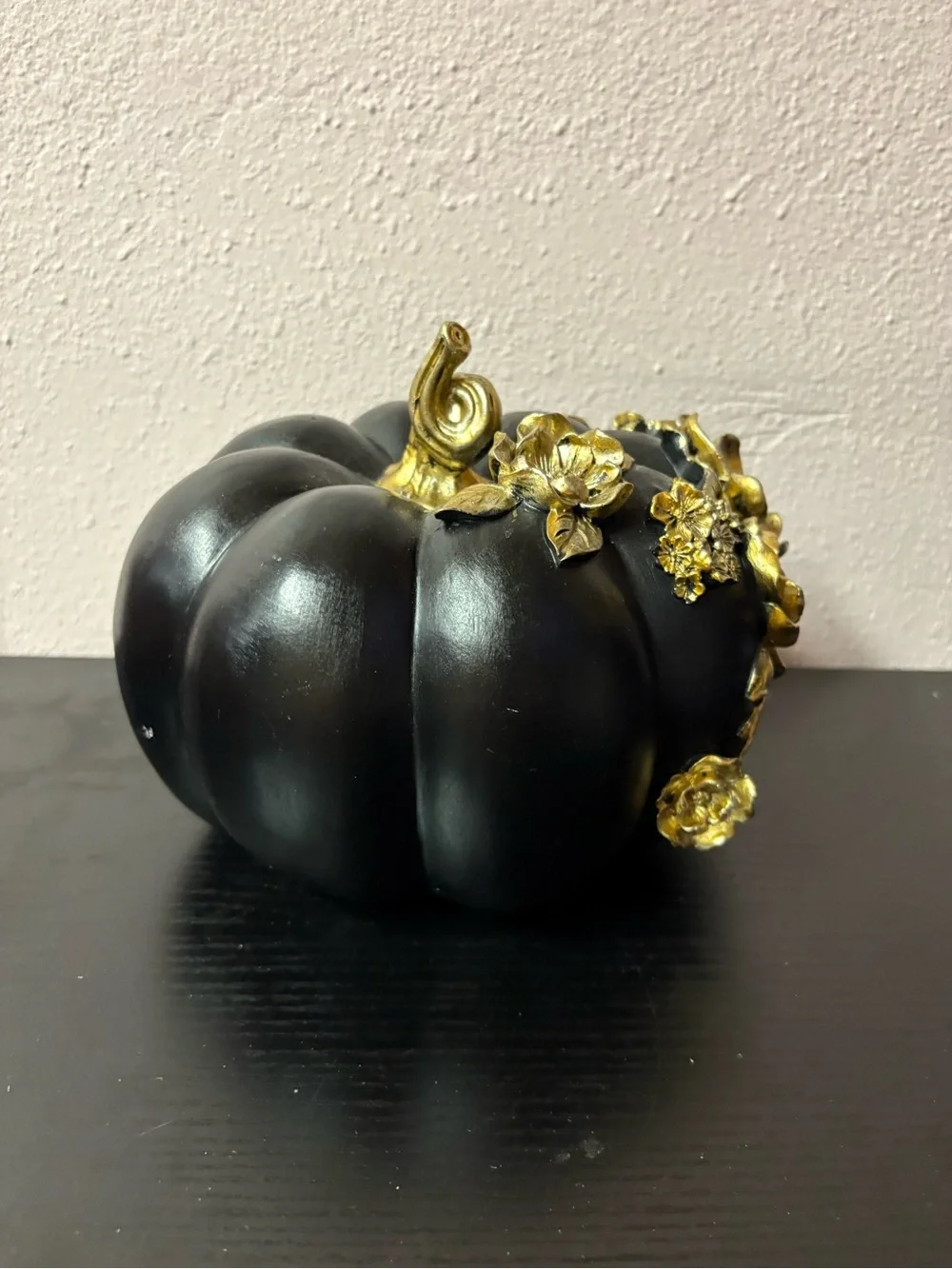 Black Gold Floral Pumpkin & EEK Halloween Decor Bundle Tabletop Set